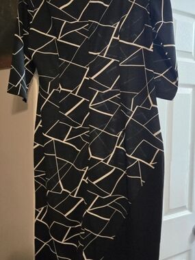 Black and White Geometric Midi Dress